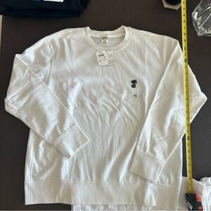 NEW Rare Snoopy Logo - Kaws X Peanuts Uniqlo White Crewneck Sweatshirt XXL NEW